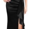 Womens Formal Ruched Ruffles Evening Prom Wedding Party Maxi Dress