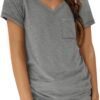 Womens T Shirts Short Sleeve V Neck Tops with Pockets Summer Fashion Trendy Soft Casual Comfy Outfits Clothes 2024