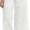 Women's Drape Linen Pants Summer Wide Leg Trousers Compact Fabric with Pockets