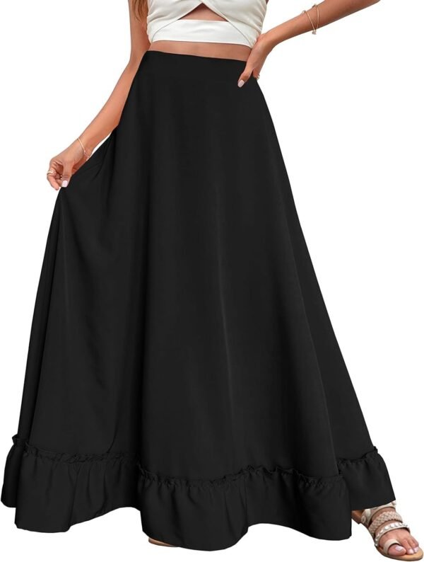 Women Plus Size Maxi Skirt Vintage High Waist Long Skirt with Pockets