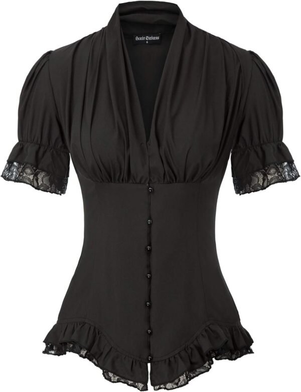 Scarlet Darkness Women's Medieval Shirt with Lace Gothic Shirt
