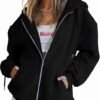 Womens Zip Up Hoodies Long Sleeve Sweatshirts Fall Outfits Oversized Sweaters Casual Fashion Jackets