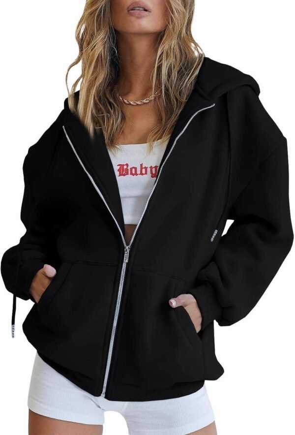 Womens Zip Up Hoodies Long Sleeve Sweatshirts Fall Outfits Oversized Sweaters Casual Fashion Jackets