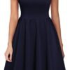Women's Vintage Pleated Flared Swing A-Line Casual Party Work Dresses