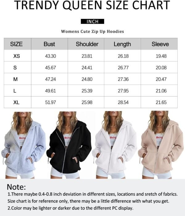 Womens Zip Up Hoodies Long Sleeve Sweatshirts Fall Outfits Oversized Sweaters Casual Fashion Jackets