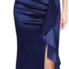 Womens Formal Ruched Ruffles Evening Prom Wedding Party Maxi Dress