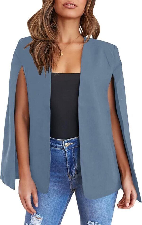 Womens Cape Blazer Split Sleeve Open Front Casual Jacket Coat Workwear