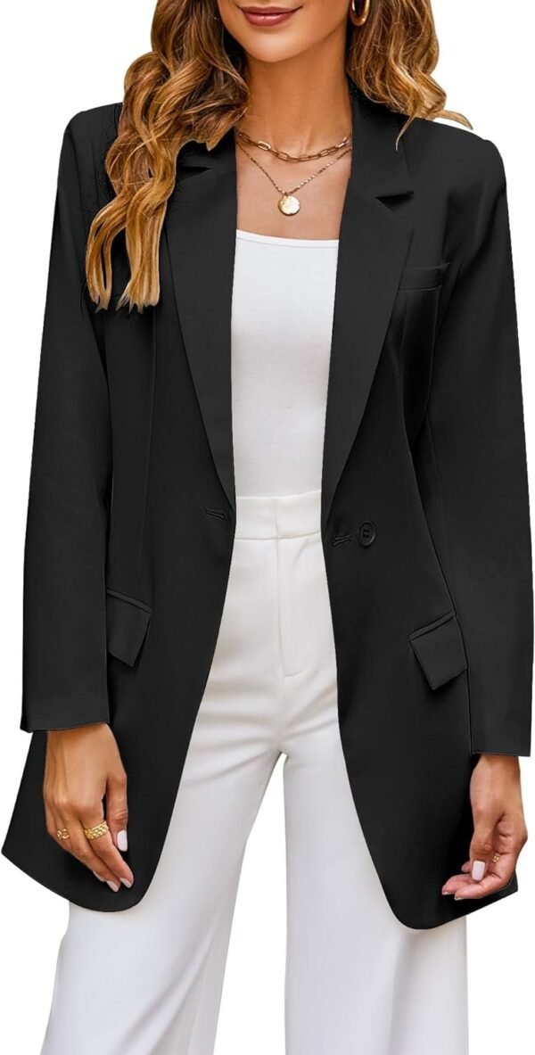 2023 Blazers for Women Business Casual Outfits Fashion Dressy Long Suit Jacket Office Belted Blazer Dress Work