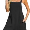 Women's Romper Square Neck Pinafore Jumpsuits Sleeveless Overall Wide Leg Outfit Casual Dressy