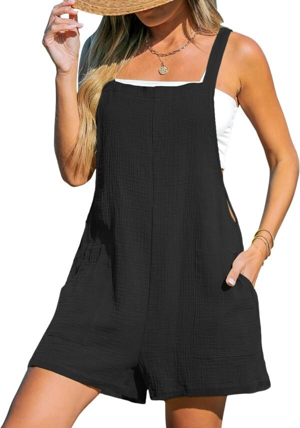 Women's Romper Square Neck Pinafore Jumpsuits Sleeveless Overall Wide Leg Outfit Casual Dressy