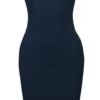 Women's Solid Fitted Classic Short Sleeve Premium Cotton Midi Dress