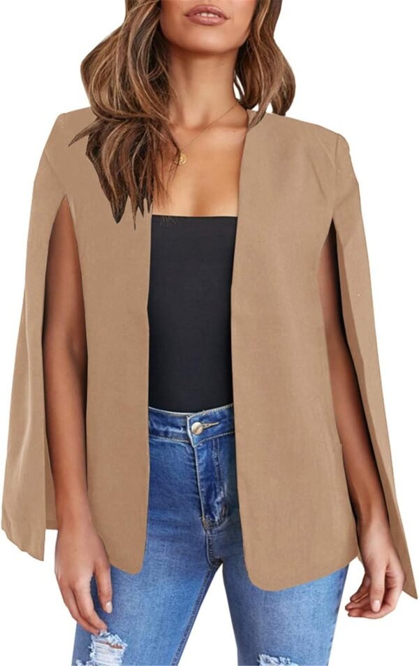 Womens Cape Blazer Split Sleeve Open Front Casual Jacket Coat Workwear