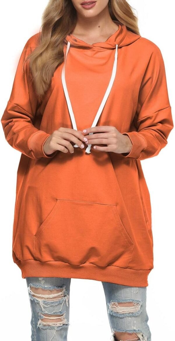 Womens Oversized Hoodie Extra Long Hooded Tunic Sweatshirt with Pockets