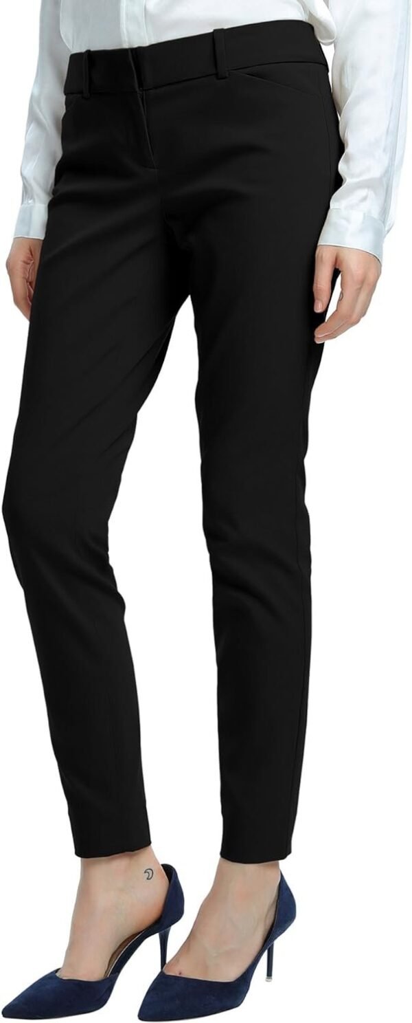 Women's Straight Pants Stretch Slim Skinny Solid Trousers Casual Business Office