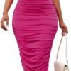 Women's Sexy One Shoulder Dresses Sleeveless Party Club Ruched Cocktail Wedding Guest Bodycon Midi Dress
