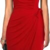 Women's Retro 1950s Cap Sleeve Knee-Length Sheath Slim Business Casual Party Ruched Bodycon Faux Wrap Dress