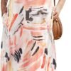 Women Summer Casual Bohemian Maxi Dress V-Neck Sleeveless Flowy Boho Floral Beach Long Dress with Pockets