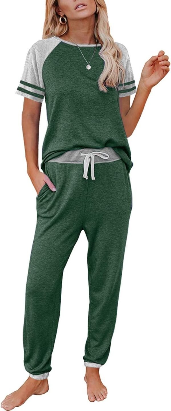 Lounge Sets For Women Two Piece Outfits Loungewear Short Sleeve Crewneck Jogger Pajama Set and Sweatpants Tracksuit
