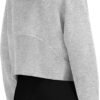 Womens Hooded Pullover Sweatshirts Half Zipper Crop Hoodie Fleece Lined Collar Zip Up Hoodies Cropped Long Sleeve Tops, 1 - Light Grey, Large