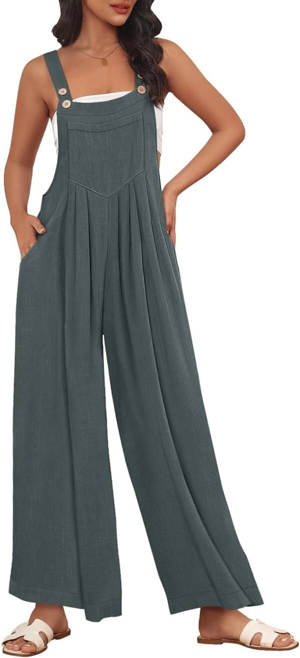Womens Jumpsuits Overalls Wide Leg Casual Summer Outfits Rompers Jumpers Sleeveless Straps With Pockets 2024