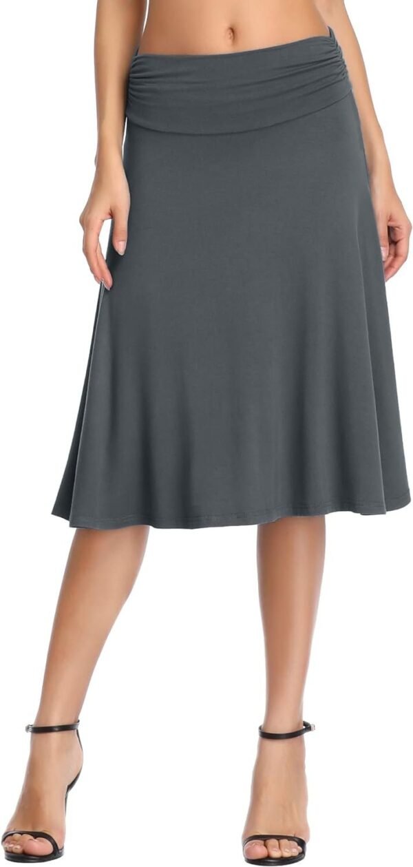Women's Ruched Waist Stretchy Flared Yoga Skirt High Waist Midi Skirt for Women