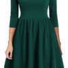 Women's Vintage Pleated Flared Swing A-Line Casual Party Work Dresses