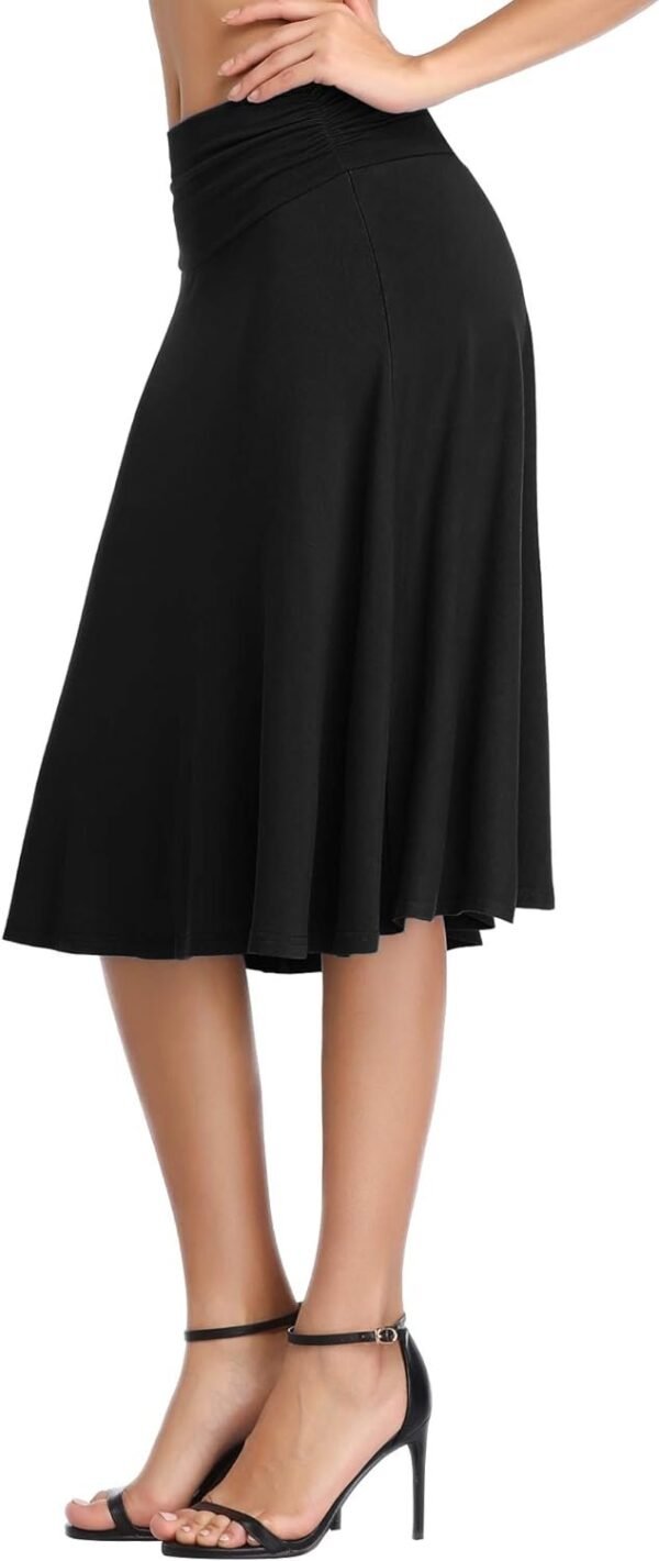 Women's Ruched Waist Stretchy Flared Yoga Skirt High Waist Midi Skirt for Women