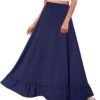 Women Plus Size Maxi Skirt Vintage High Waist Long Skirt with Pockets