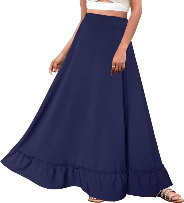 Women Plus Size Maxi Skirt Vintage High Waist Long Skirt with Pockets