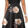 Women's Vintage Ruffle Floral Flared A Line Swing Casual Cocktail Party Dresses