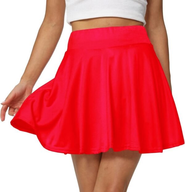 Women's Casual Basic Versatile Flared Pleated Mini Skater Skirt with Shorts