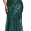 Women Sequin Dress Tulle Party Dress for Women Sexy V-Neck Dress Formal Long Dresses Evening Prom Gowns