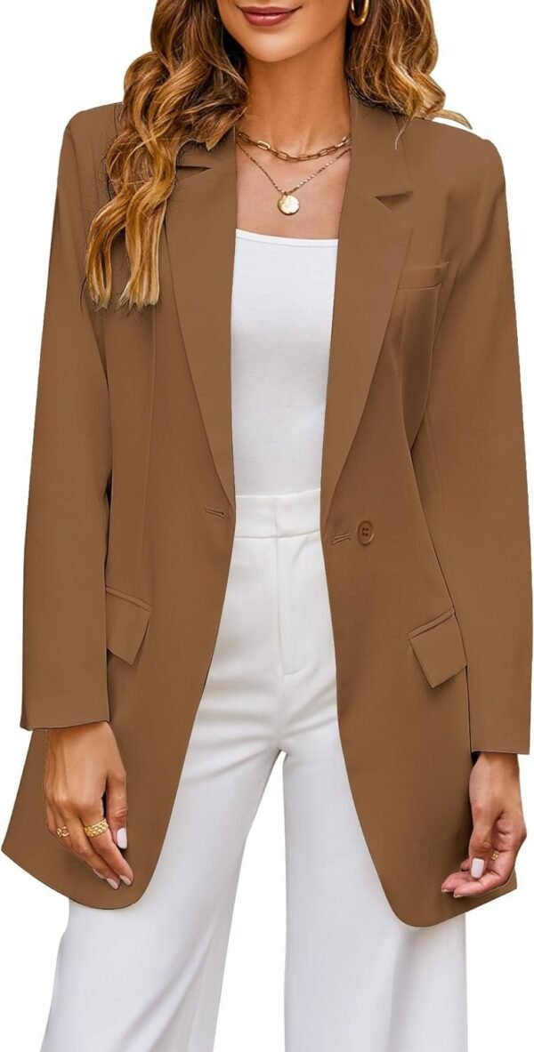 2023 Blazers for Women Business Casual Outfits Fashion Dressy Long Suit Jacket Office Belted Blazer Dress Work