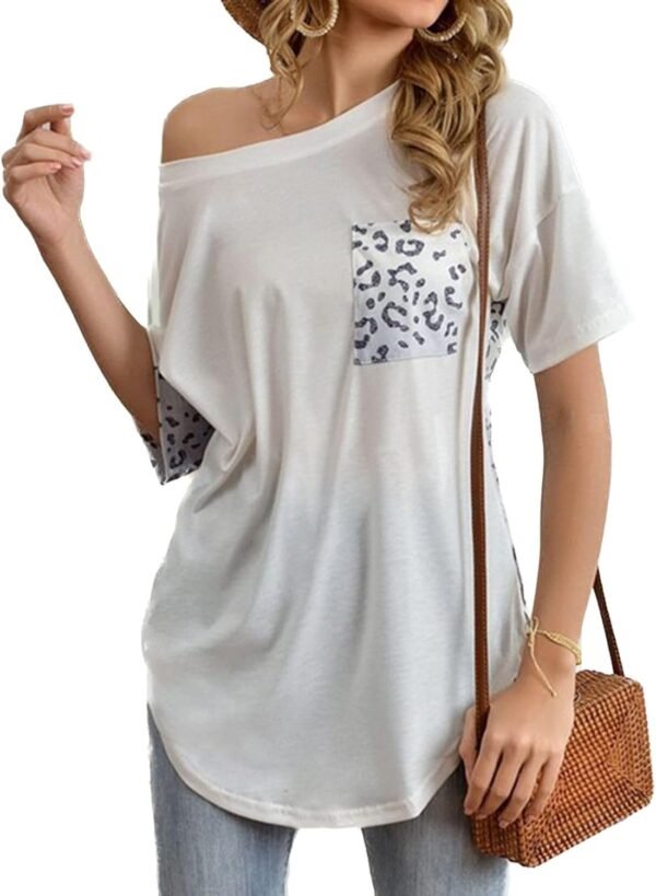 Women's Short Sleeve T Shirt Cotton Blouse Fashion Crew Neck Boat Neck Loose Fall Casual Soft Tshirt