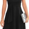 Womens 2024 Elegant Ruffle Sleeve Flared A Line Swing Casual Party Cocktail Dresses