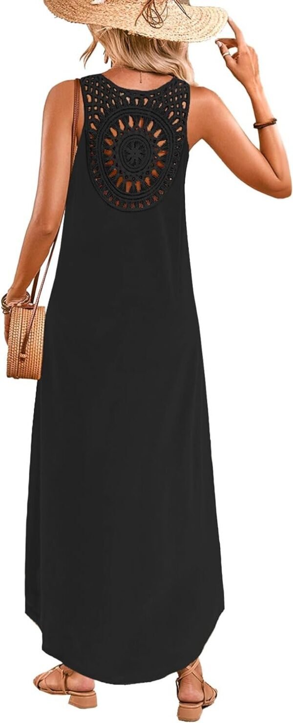 Women's Summer Sleeveless Sundress Casual Loose Long Maxi Dresses Beach Cover Up Dress