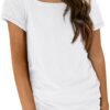 Womens Tops Casual Spring Summer Tshirts 2024 Short Sleeve Square Neck Basic Tee Outfits