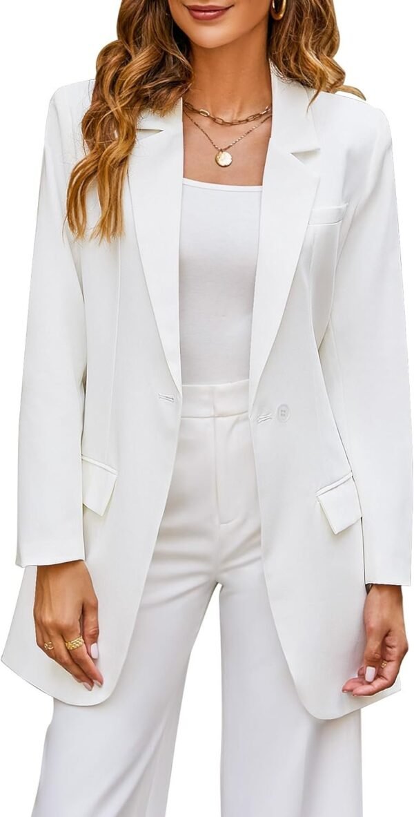 2023 Blazers for Women Business Casual Outfits Fashion Dressy Long Suit Jacket Office Belted Blazer Dress Work