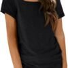 Womens Tops Casual Spring Summer Tshirts 2024 Short Sleeve Square Neck Basic Tee Outfits