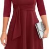 Womens 2024 Elegant Ruffle Sleeve Flared A Line Swing Casual Party Cocktail Dresses