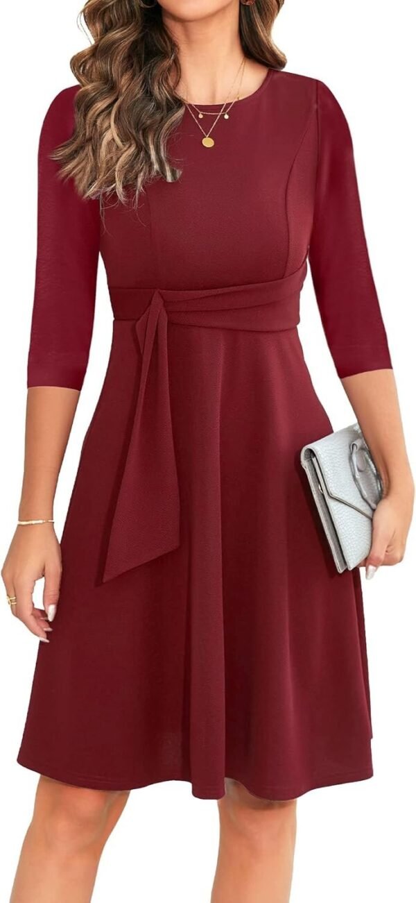 Womens 2024 Elegant Ruffle Sleeve Flared A Line Swing Casual Party Cocktail Dresses