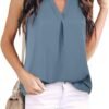 Women's Summer Tank Blouse Casual V Neck Sleeveless Tunic Top Shirt