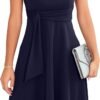 Womens 2024 Elegant Ruffle Sleeve Flared A Line Swing Casual Party Cocktail Dresses
