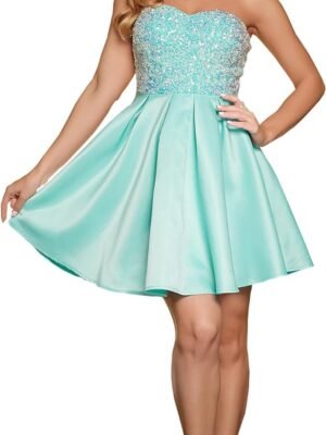 Women's Strapless Sequin A-Line Sequin Elegant Short Prom Cocktail Dress