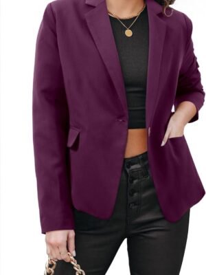 Womens Casual Business Fashion Blazer Work Professional Buttons Suit Jacket with Pockets