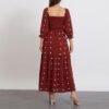 Women’s Floral Smocked Maxi Dress Boho Puff Sleeve Sweetheart A-Line Flowy Long Dresses Y2K Swing Beach Sundress