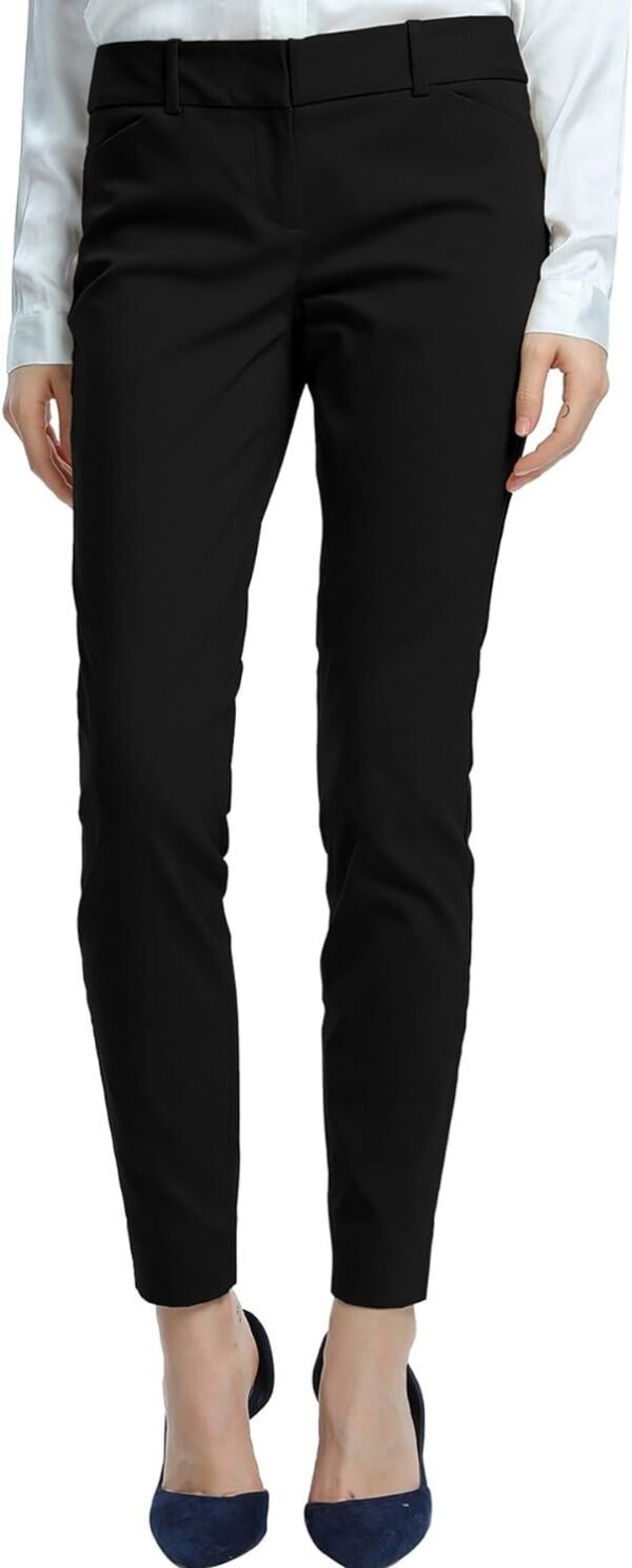 Women's Straight Pants Stretch Slim Skinny Solid Trousers Casual Business Office