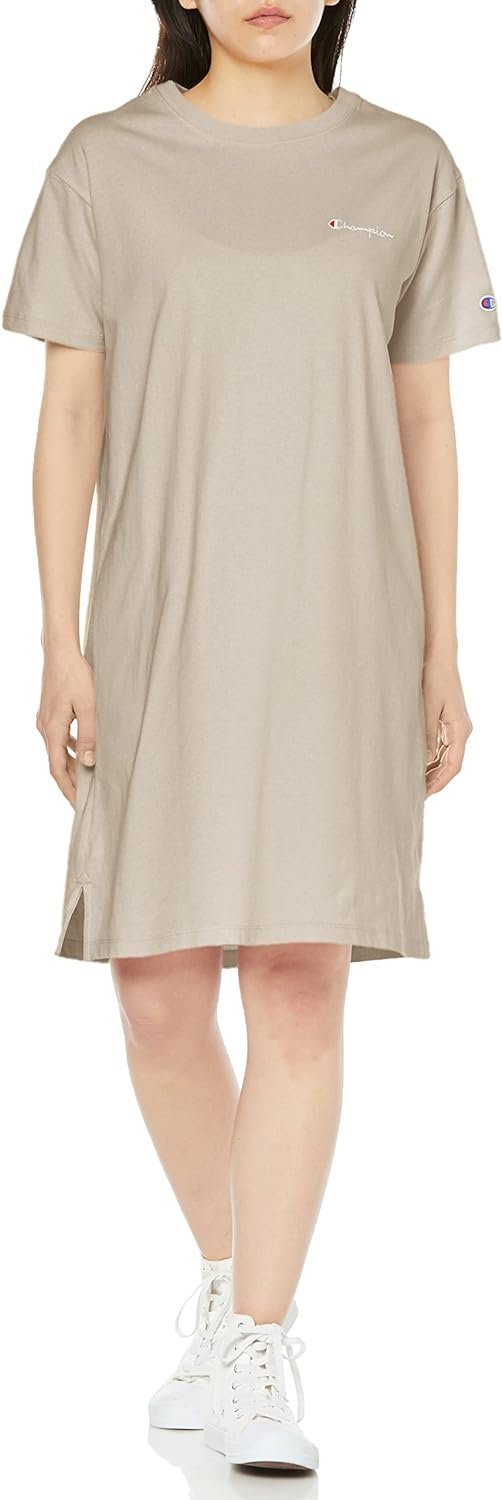 Short Sleeve Round Neck Cotton USA Script Logo Dress Women's Basic
