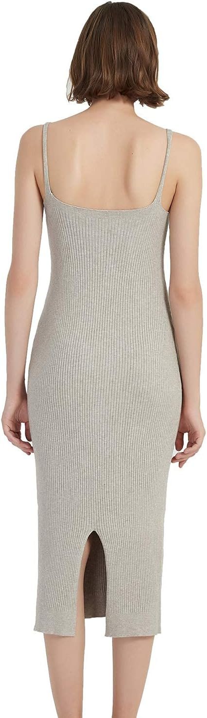 Women's Sleeveless Sweater Dress Knit Slim V Neck Bodycon Midi Stretchable Elasticity Slim Fits