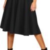 Women's Basic Elastic Waist A-line Solid Flared Midi Skirt